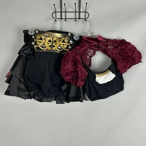 Hip Hop Skort Set Adult Medium Black Gold Burgundy Dance Costume Y2K Streetwear